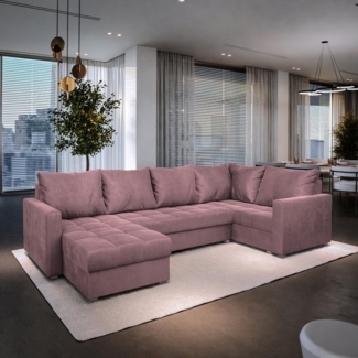 Masseno Ecksofa LORIVO mit Schlaffunktion U-Form, Sofa mit Bettkasten