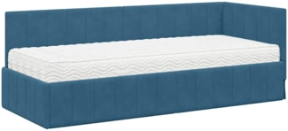 vidaXL Eckbettgestell mit Matratze mit Kopfteil Blau 80 x 200 cm Samt 3393837