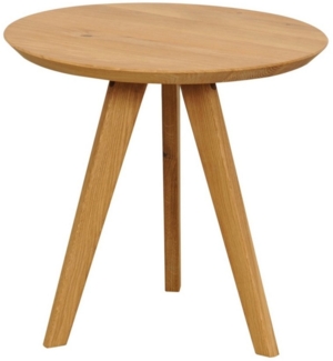 G+K Möbelvertriebs GmbH Beistelltisch OLPE, Ø 50 cm, Braun, Wildeichenholz massiv, mit geölter Oberfläche