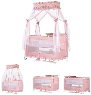 Chipolino Reisebett Palace, Baldachin Moskitonetz zwei Ebenen Wickelauflage pink