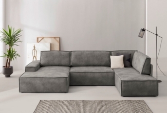 Home affaire Wohnlandschaft SHERWOOD 329 cm, U-Form, Schlafsofa, Schlaffunktion m. Bettkasten (194x139 cm), Cord, Vintage, Samtvelours