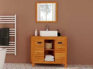 Vente-unique - Waschbeckenunterschrank - Akazienholz - 90 cm - PULUKAN