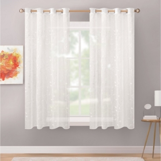 Delindo Lifestyle Gardine Serie Monique (2 St), Ösen, halbtransparent, Voile, Store mit dezenter Stickerei