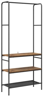vidaXL Kleiderständer mit Regalen Altholz 77 x 30 x 171 cm 868467