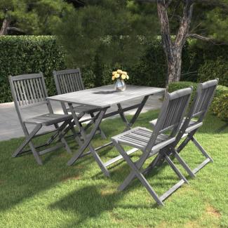vidaXL 5-tlg. Garten-Essgruppe Massivholz Akazie Grau 3057870