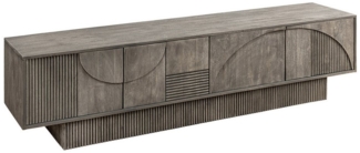 riess-ambiente Lowboard ART DECO 200cm grau smoked (Einzelartikel, 1 St), Massivholz · TV-Schrank · 6 Fächer · 3D-Front · Wohnzimmer · Design