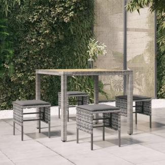 vidaXL Gartenhocker mit Kissen 4 Stk. Grau Poly Rattan