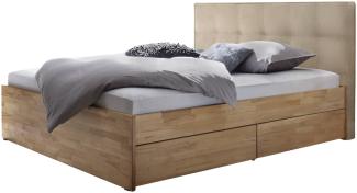 Hasena pronto - Wood Otello Massivholzbett 180x200 Kernbuche natur, geölt 327-Pepe beige