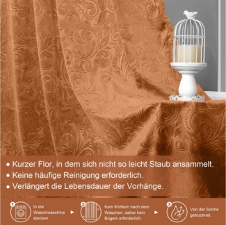 Jibenhome Verdunkelungsvorhang Samt Gardine 2er-Set, Blickdicht Vorhänge Blumen Multifunktionsband, Scheibengardine für Deko Wohnzimmer Schlafzimmer