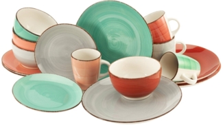 CreaTable 22853 Kombiservice Bella Casa Fashion für 4 Personen, Steingut, mehrfarbig (1 Set, 16-teilig)