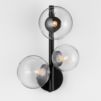 Nova Luce 9009252 ODILLIA Wandleuchte 3-flammig Schwarz Transparent G9