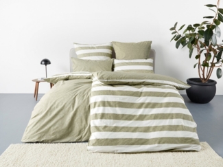 OTTO products Wendebettwäsche Big Stripe, Renforcé (Bio-Baumwolle), 2 teilig, 100% Bio-Baumwolle GOTS zertifiziert, Streifen-Design in Melange-Optik