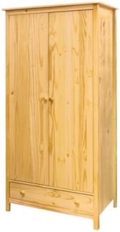 Kleiderschrank 2 Türen, 1 Schublade - 100 x 58 x 190 cm - Natur
