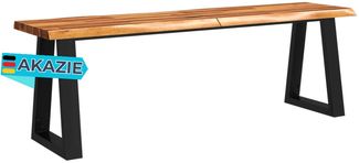 Sitzbank LOKI mit Baumkante 140 cm Massivholz Akazie | Küchenbank Esszimmerbank Flurbank ohne Rückenlehne