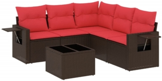 vidaXL 6-teiliges Gartensofa-Set mit Kissen, braun, Polyrattan 3220163