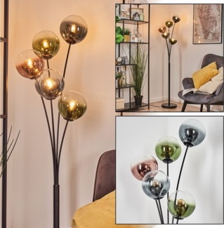 hofstein Stehlampe Stehlampe aus Metall/Glas in Schwarz/Blau/Grün/Kupfer/Klar, Stehleuchte im Retro-Design (Schirme 15cm), Fußschalter, 169cm, E14