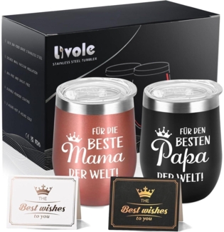 Livole Muttertag Vatertag Geschenk Tasse Edelstahl Thermobecher 350ml 2 Stück