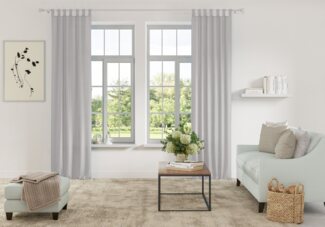 Home affaire Vorhang Parry, Schlaufen (2 St), blickdicht, Polyester, 2-er Set, blickdicht, monochrom, basic