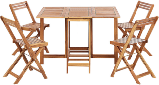 Tisch mit Stühlen FRASSINE Akazienholz 110x90x74 cm Heller Holzfarbton