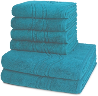 Ross Cashmere feeling 6 tlg. Frottier-Set - 4 X Handtuch (50 X 100cm), 2 X Duschtuch (75 X 140cm) - 520 g/m2 - Petrol