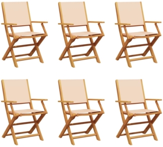 vidaXL Gartenstühle 6 Stk. Klappbar Beige Stoff und Massivholz 3214584