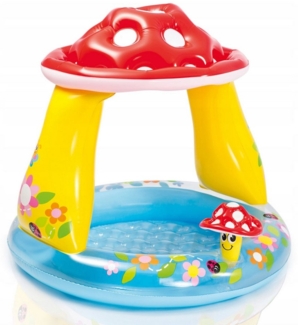 Festivalartikel Schwimmbecken Aufblasbarer Kinderpool Pilz mit Sonnenschutz - Ideal für Kleinkinder
