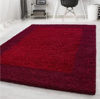 Homtex Hochflor-Teppich, 80 x 150 cm, Designer Hochflor Teppich, Langflor Shaggy Teppich 2 farbig Bordürr