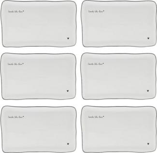 Bastion Collections Servierplatte Schwarzes Herz, Keramik, Spülmaschinengeeignet, Weiß, Motiv: schwarzes Herz