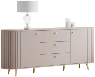 yourhouse24 Kommode ELODIE 190 cm 2D3S geriffelt, Soft-Close, Schwarz-Kaschmir