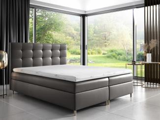 Boxspringbett ARVID 200x200 cm Kunstleder Hellgrau