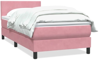 vidaXL Boxspringbett mit Matratze Rosa 100x210 cm Samt 3316010