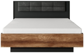 MOEBLO Bett Clemity 160 C (mit bettkasten, Chesnut + Anthrazit, Doppelbett mit Kopfstütze, Rahmenbettgestell, mit Bettkasten), B 166,6 / H 102 / T 210 cm