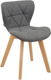 Baroni Home ESS- und Bürostuhl mit Holzbeinen, ergonomischer Polsterstuhl für ESS- und Schlafzimmer, Küchenstuhl mit Kissen und Rückenlehne, Sitzfläche aus Polsterstoff, 42x42x74 cm, 1 Stück, Grau