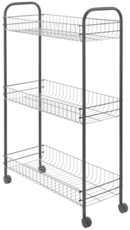 METALTEX 938001013 Sprinter Slim Allzweckwagen mit 3 Etagen, silber-schwarz / Rollregal, Höhe 84 cm