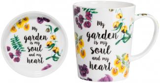 Maxwell & Williams Royal Botanic Garden Becher mit Untersetzer Soul Heart, Geschenkbox, Bone China Porzellan, DX0315