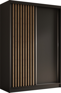 AX LIVING Cabinio Kleiderschrank 150 cm Schwarz mit Artisan Lamellen