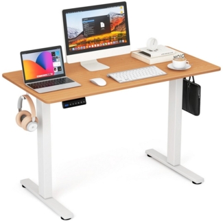COSTWAY Schreibtisch, 73–122cm höhenverstellbar mit Memory Funktion & 2 Haken