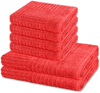 Ross Carre 6 tlg. Frottier-Set - 4 X Handtuch (50 X 100cm), 2 X Duschtuch (70 X 140cm) - 520 - Hummer