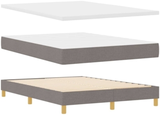 vidaXL Boxspringbett mit Matratze Creme 90x200 cm Stoff Taupe 3340273
