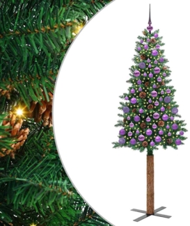 vidaXL Schlanker Weihnachtsbaum mit 300 LEDs mit Ständer Grün 180 cm 3394870