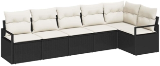 vidaXL Garten-Sofa-Set mit Kissen mit Speicher 6 pcs Schwarz, Creme 3355066