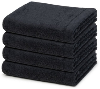 Cawö Lifestyle 4 tlg. Frottier-Set - 4 X Handtuch (50 X 100cm) - 520 g/m2 - Schwarz