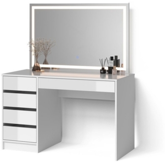 Livinity® Schminktisch Imola, Weiß, 120 cm mit LED Beleuchtung