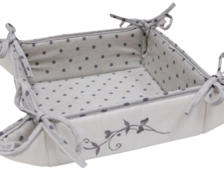 matches21 HOME & HOBBY Vorratsdose Brotkorb Stoff Landhaus grau gepunktet Stickerer, in 35x35 cm, Textil, (1-tlg), Wiederverwendbar & Waschbar bis 30 Grad