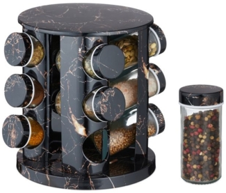 Schwarzes Gewürzkarussell in Marmoroptik 10047451