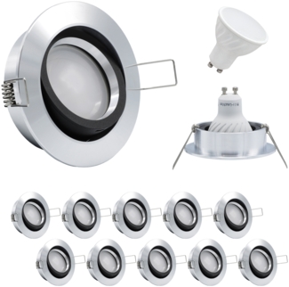 MILI 10er Set Einbauleuchtenn 7W GU10 3000K - Warmweiss 230V 520 lumen Aluminium Schwarz WW18340