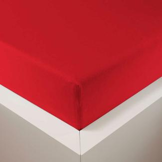 Traumschlaf Jersey Spannbettlaken Samtweich mit Tencel? Lyocell|90x200 - 120x220 cm| rot