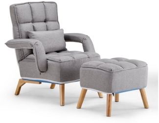 Ofcasa Relaxsessel Loungesessel Polsterstuhl (Relaxsessel mit Hocker), Leinenstoff Fernsehsessel