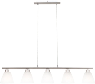 Hängeleuchte, Glas weiß, Alabaster Optik, nickel, L 93 cm