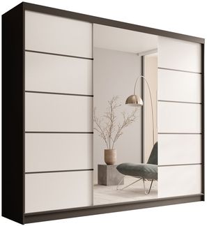 MOEBLO Schiebetürenschrank Tivora 250 (Moderner, platzsparender Kleiderschrank mit Spiegel für Schlafzimmer und Ankleidezimmer, 3 Schiebetüren, 11 Einlegeböden, stabile Kleiderstange, Wohnzimmerschrank mit Spiegel, Schwebetürenschrank Schrank Garderobe...